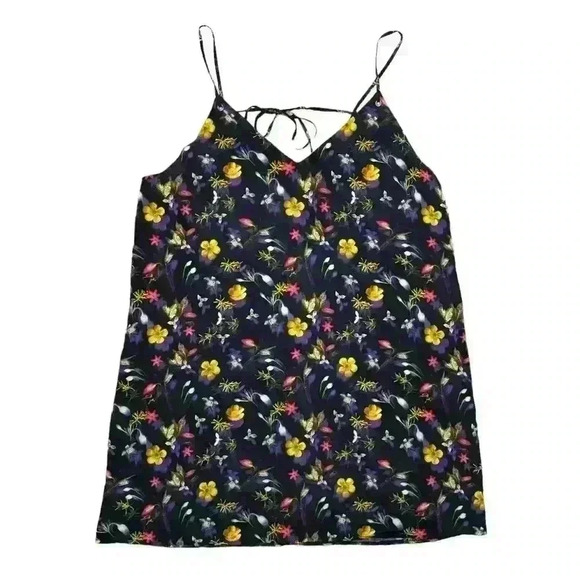 Topshop Midnight Floral Black Multicolor Shift Slip Mini Dress US Size 10​ - Picture 1 of 10